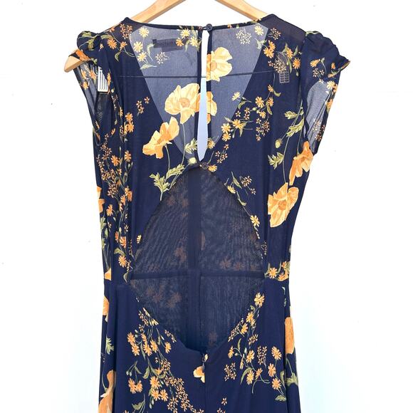 Reformation Navy Wellfleet Dress Midi Cut Outs Backless 4 Wedding Guest - Picture 7 of 11